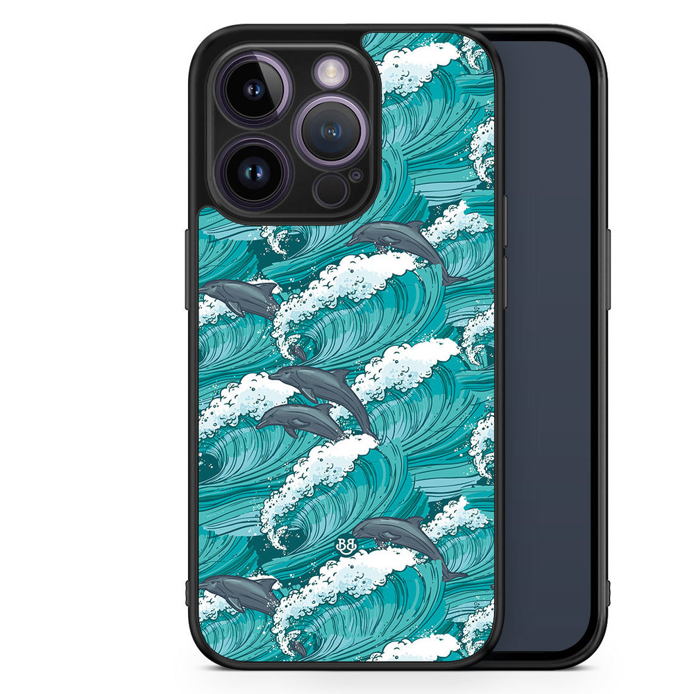 iPhone 14 Pro Case - Waves and Dolphins