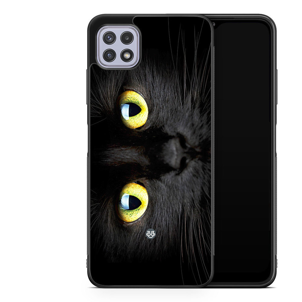 Samsung Galaxy A22 4G Case - Black Cat Close up