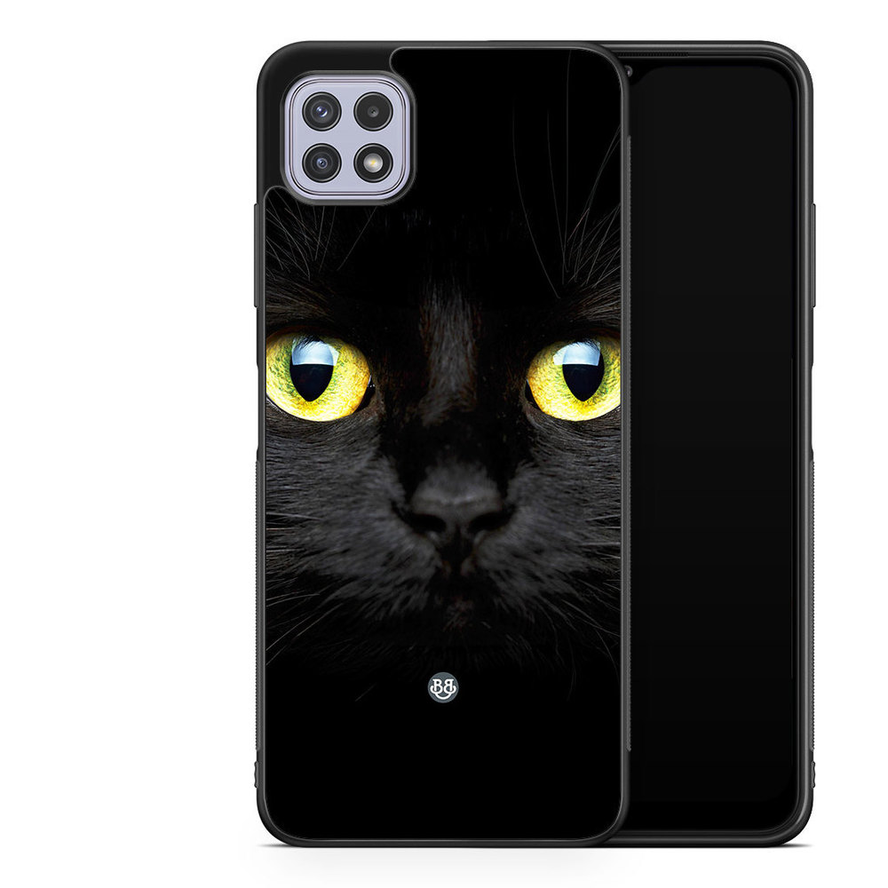 Samsung Galaxy A22 4G Case - Black Cat Closeup