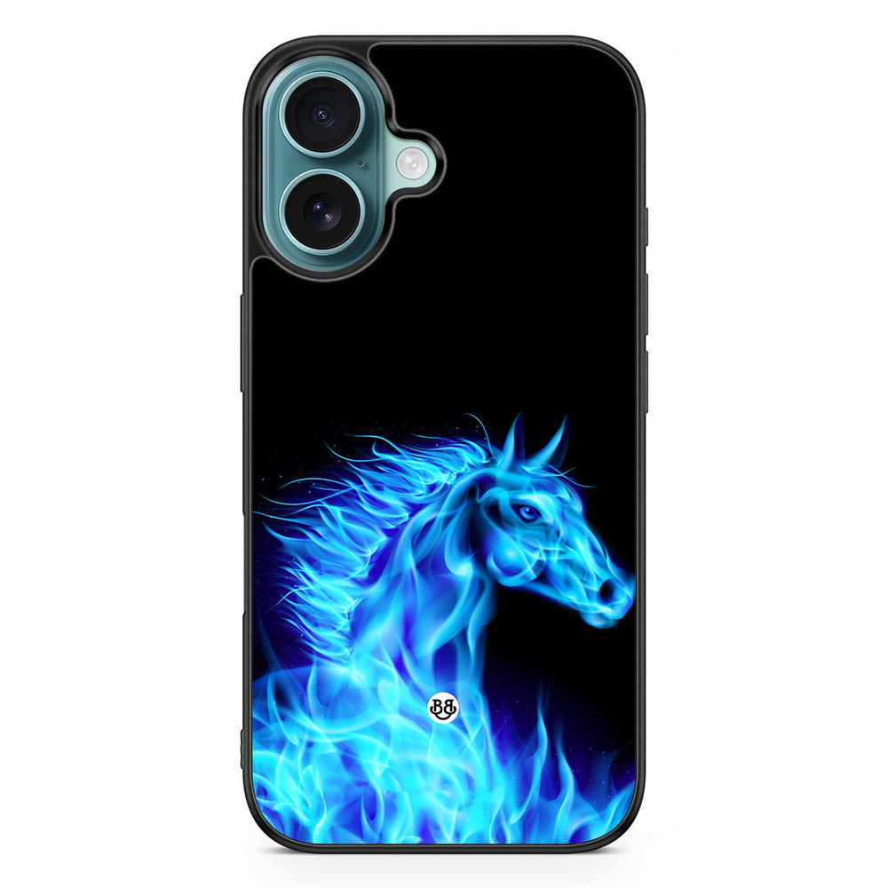 iPhone 16 Case - Flames Horse Blue