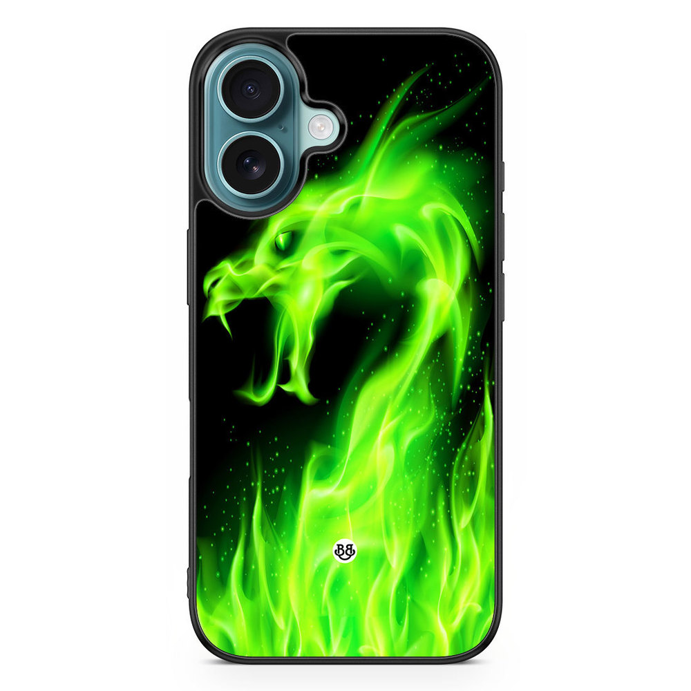 iPhone 16 Case - Green Flames Dragon