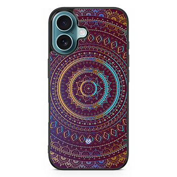 iPhone 16 Skal - Lila/Guld Mandala
