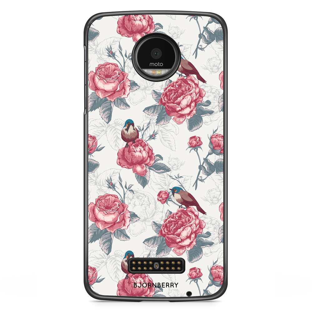 Moto Z2 Play Case - Roses and Birds