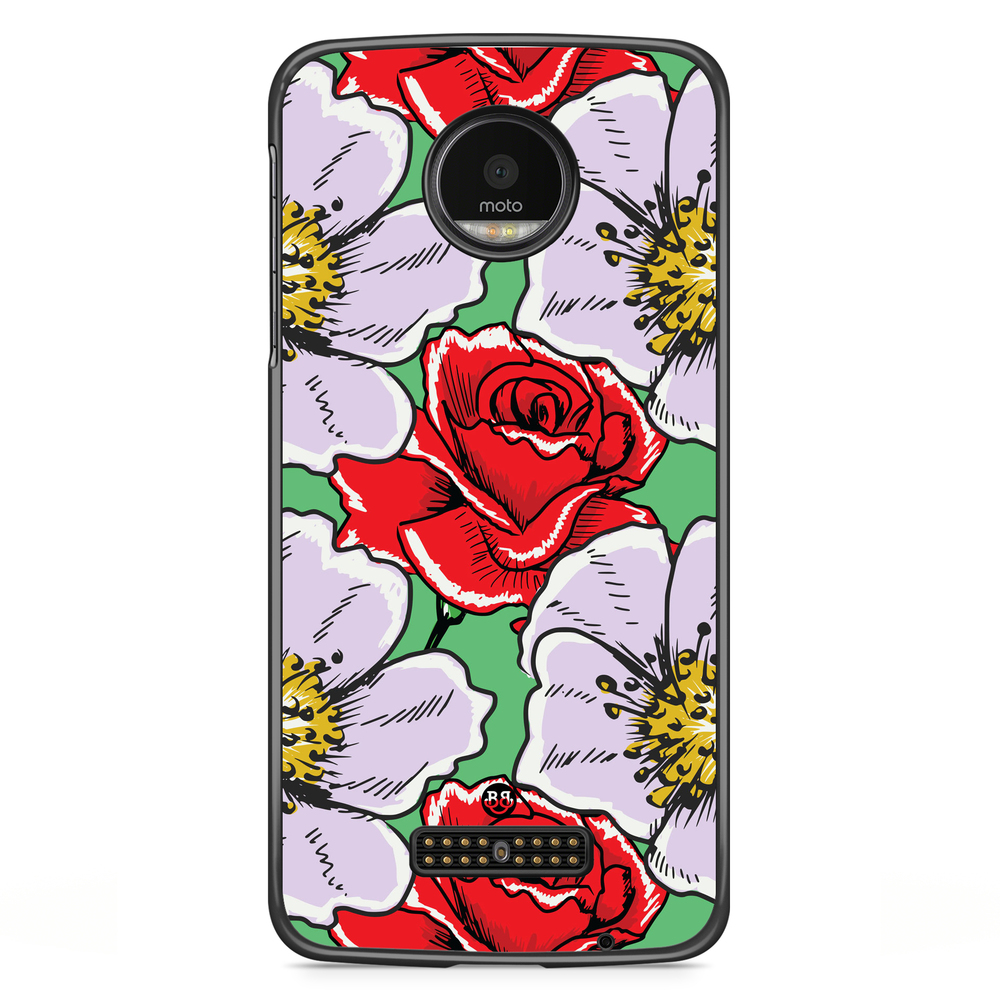Motorola Moto Z Case - Red & White Floral