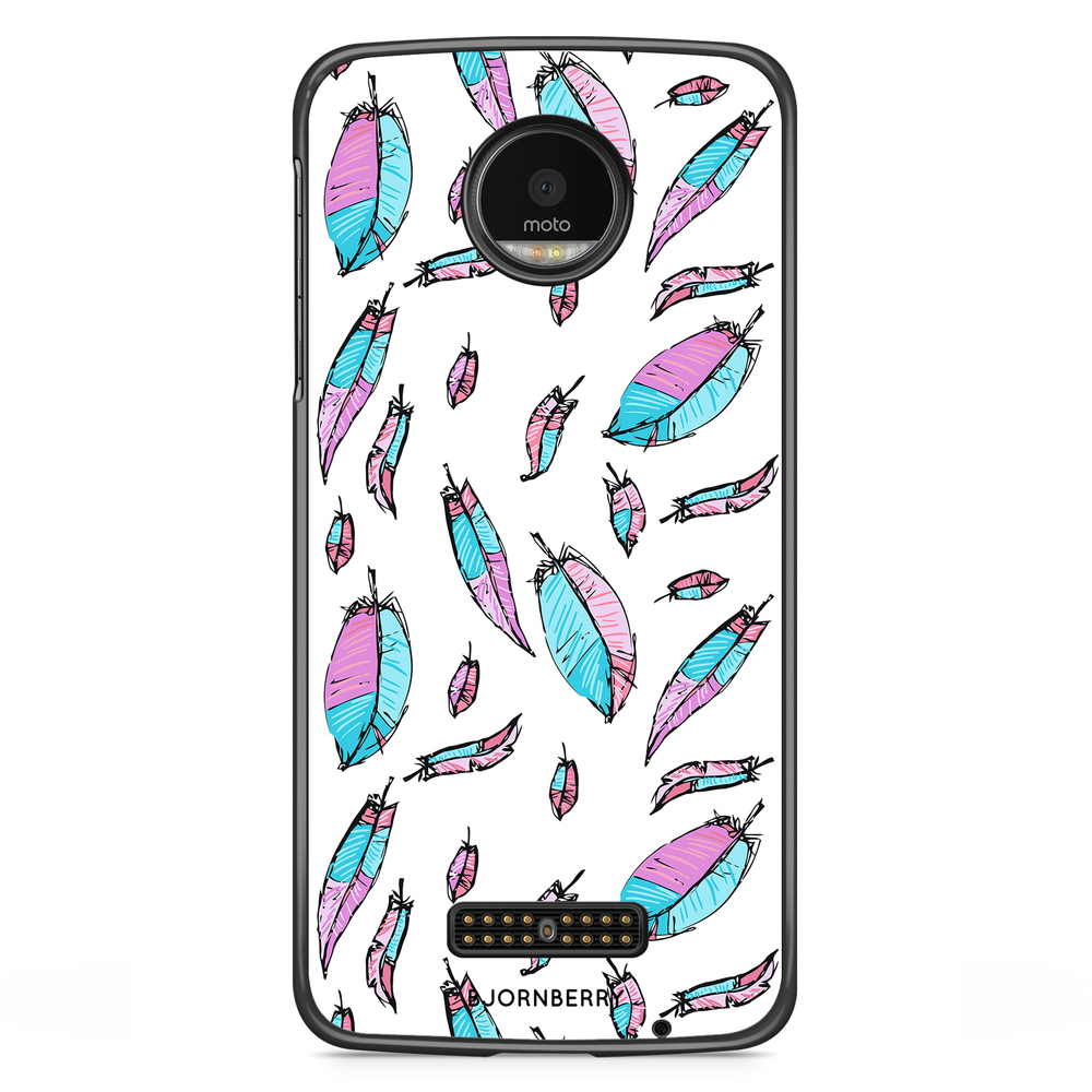 Moto Z2 Play Case - Pink/Blue Feathers