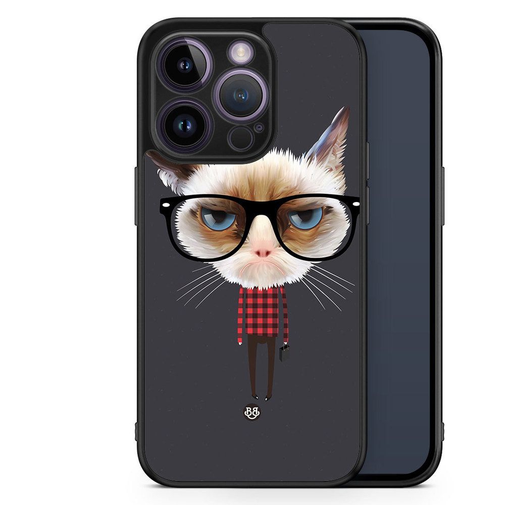 iPhone 14 Pro Case - Hipster Cat