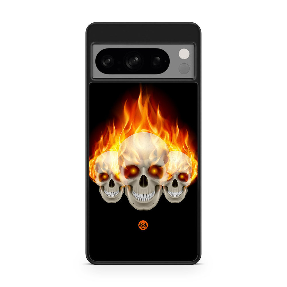 Google Pixel 8 Pro Case - Flames Skulls