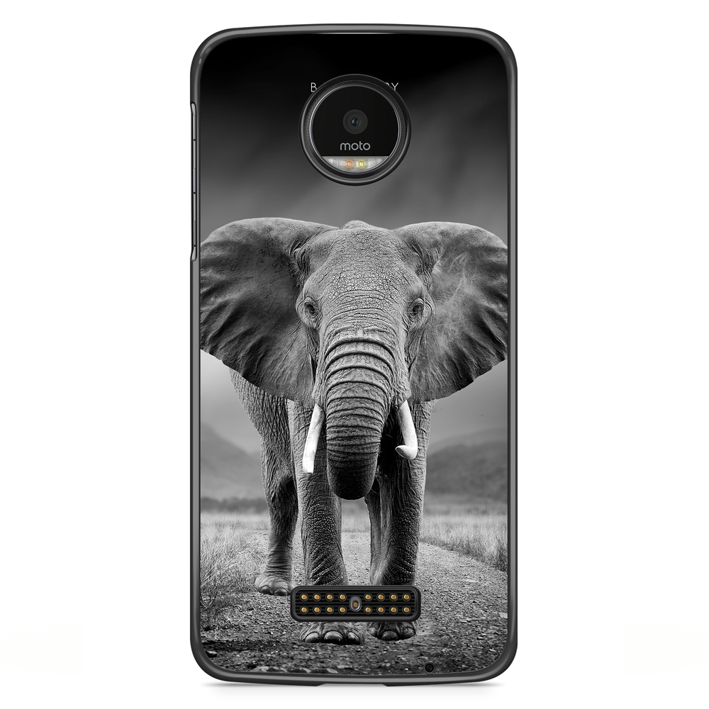 Moto Z2 Play Case - Black/White Elephant
