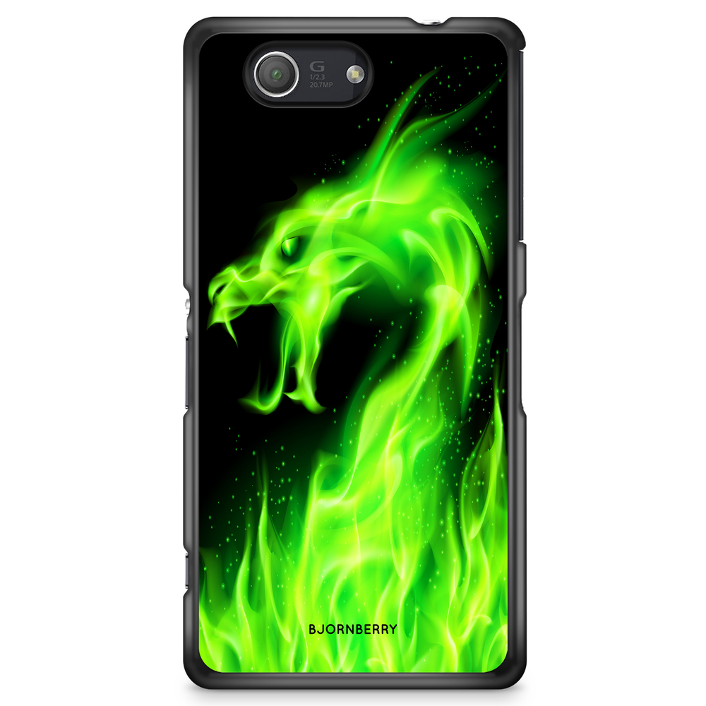 Sony Xperia Z3 Compact Case - Green Flames Dragon