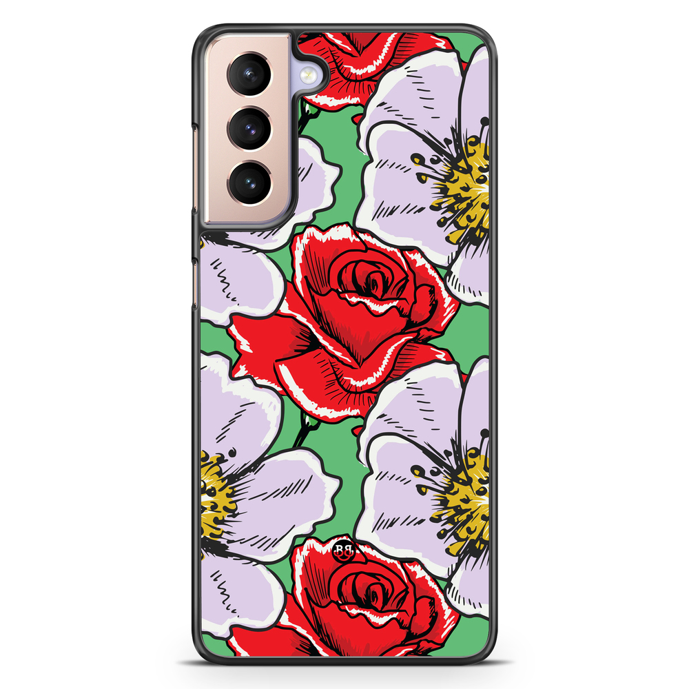 Samsung Galaxy S21 Case - Red & White Floral