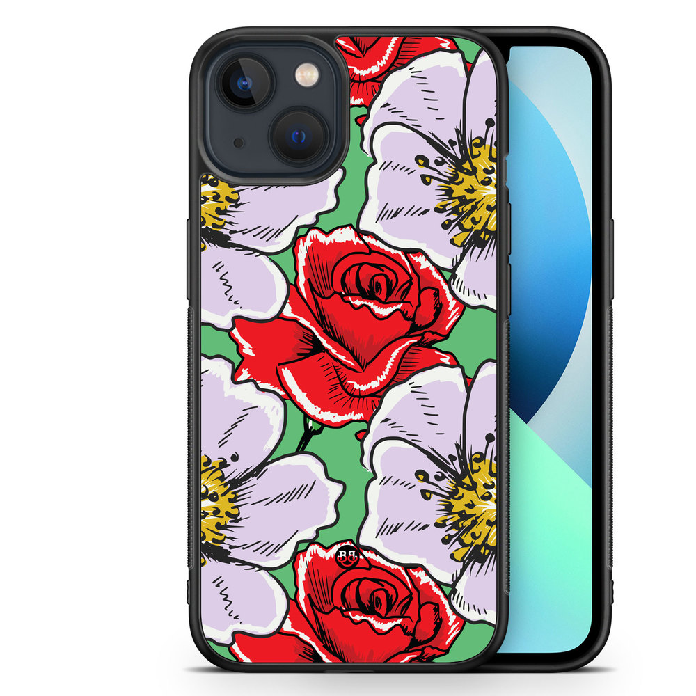iPhone 13 Mini Case - Red & White Floral