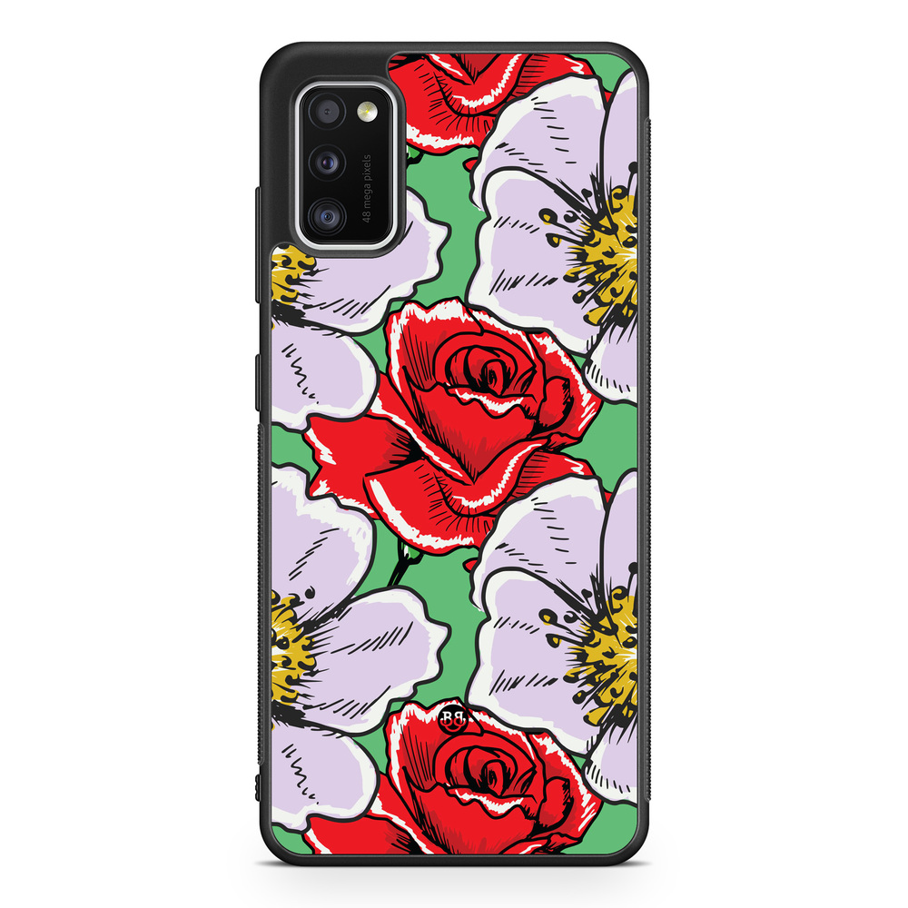 Samsung Galaxy A41 Case - Red & White Floral