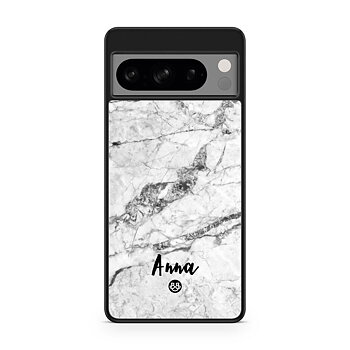 Google Pixel 8 Pro Custom Skal - Vit Marmor Namn