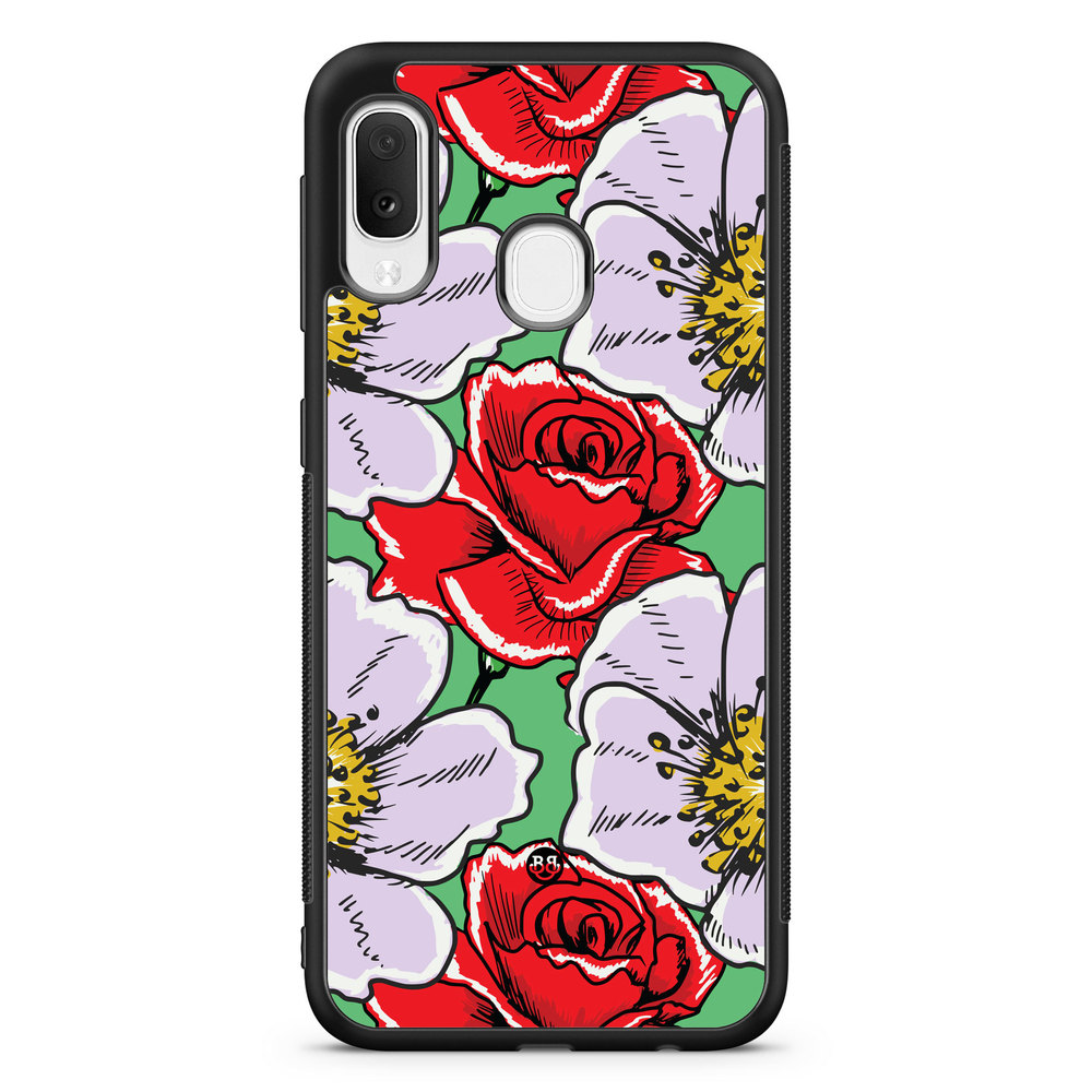 Samsung Galaxy A20e Case - Red & White Floral