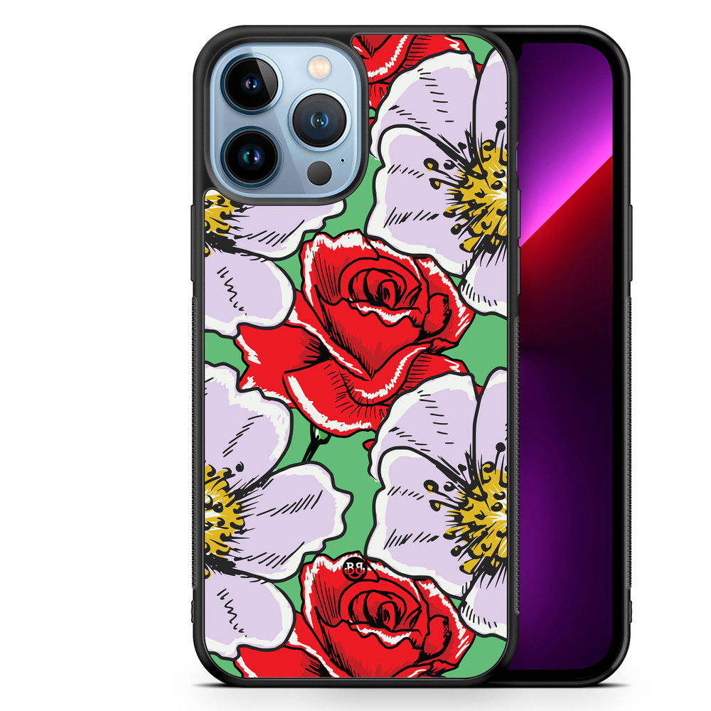 iPhone 13 Pro Max Case - Red & White Floral
