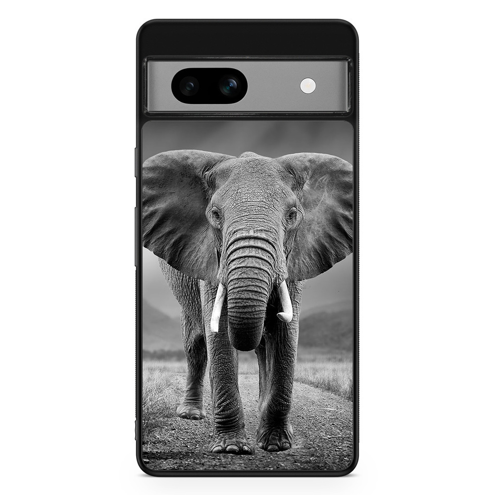 Google Pixel 7a Case - Black/white Elephant