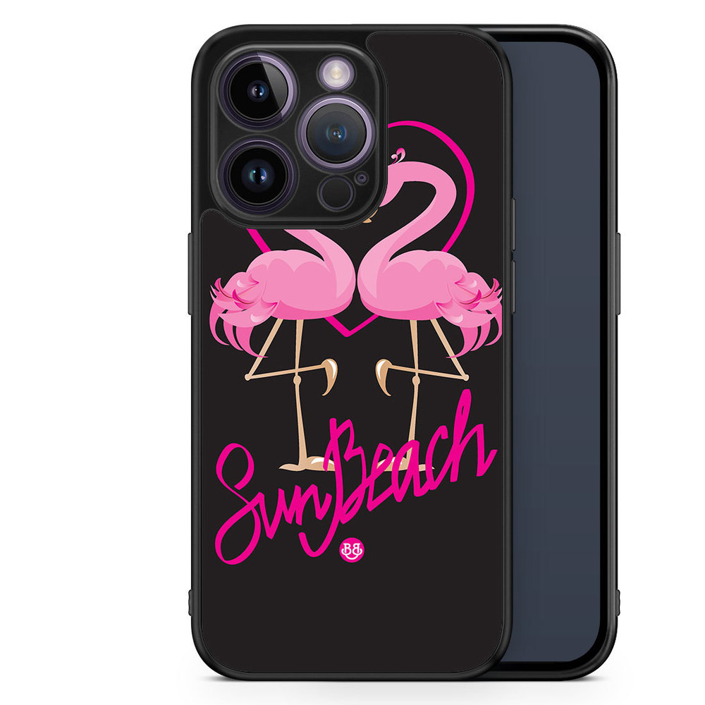 iPhone 14 Pro Case - Sun Beach Flamingo