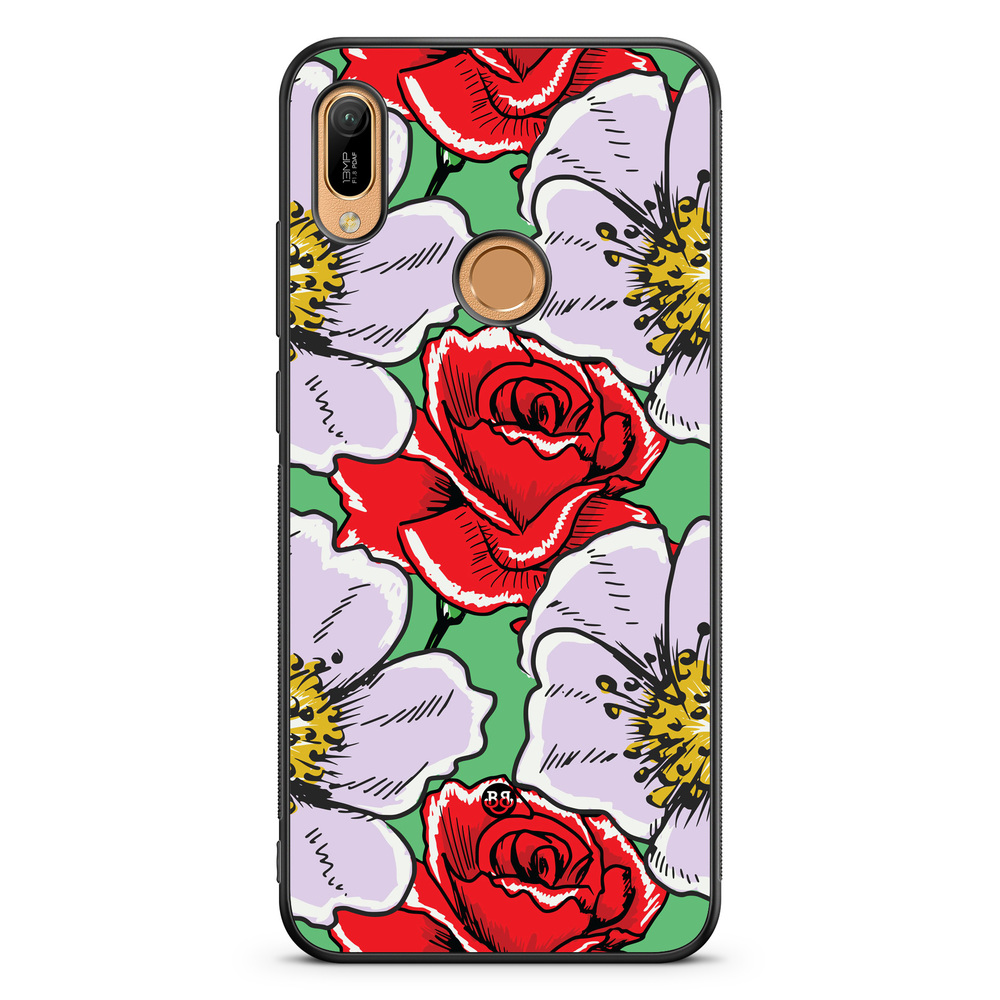 Huawei Y6 2019 Case - Red & White Floral