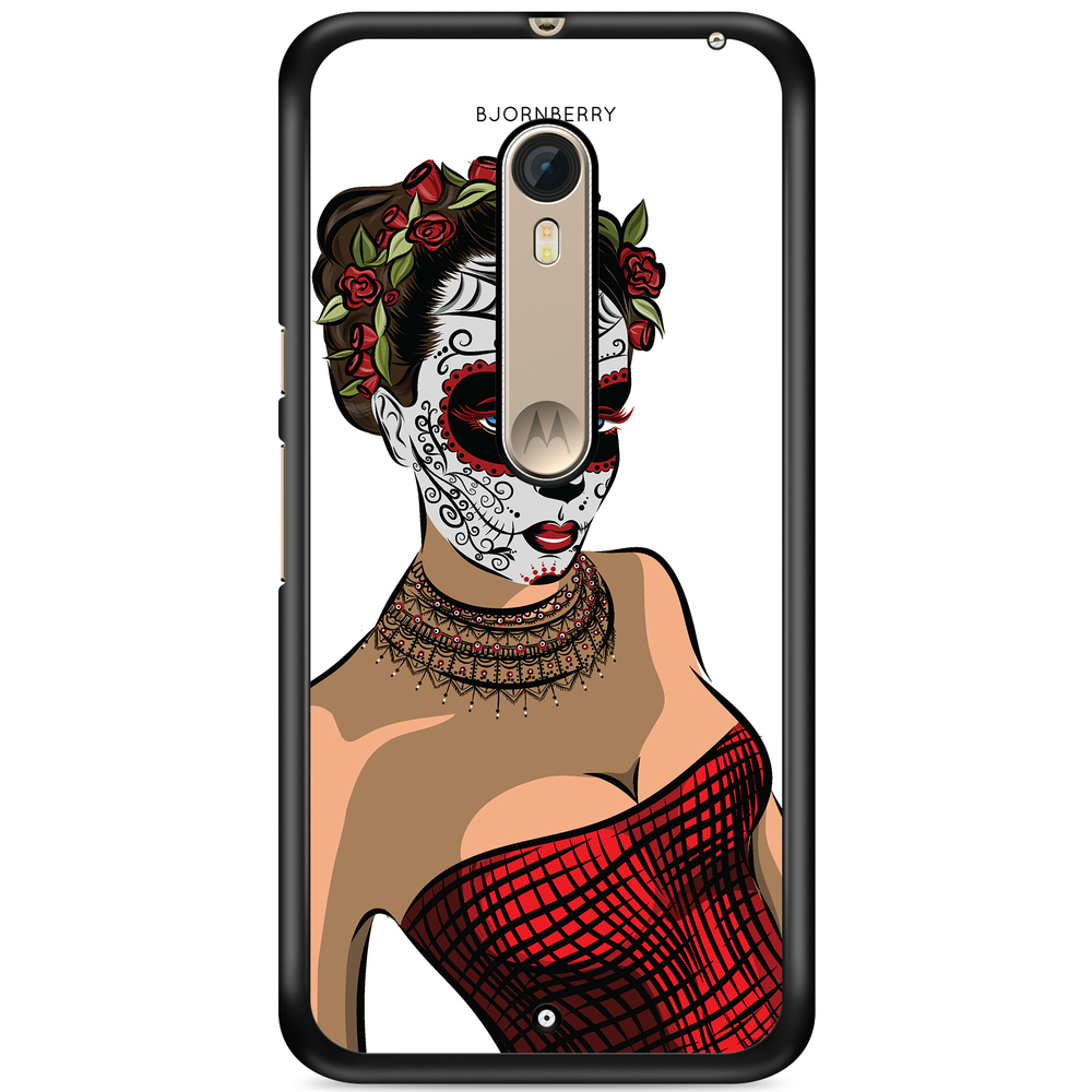 Moto X Style Case - Skull Mask Flowers