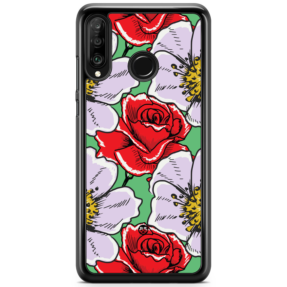 Huawei P30 Lite Case - Red & White Floral