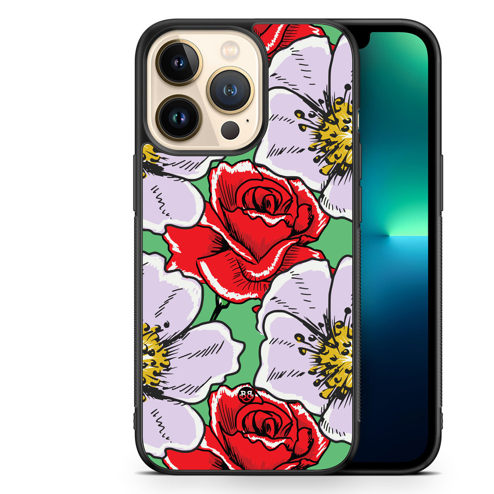 iPhone 13 Pro Case - Red & White Floral