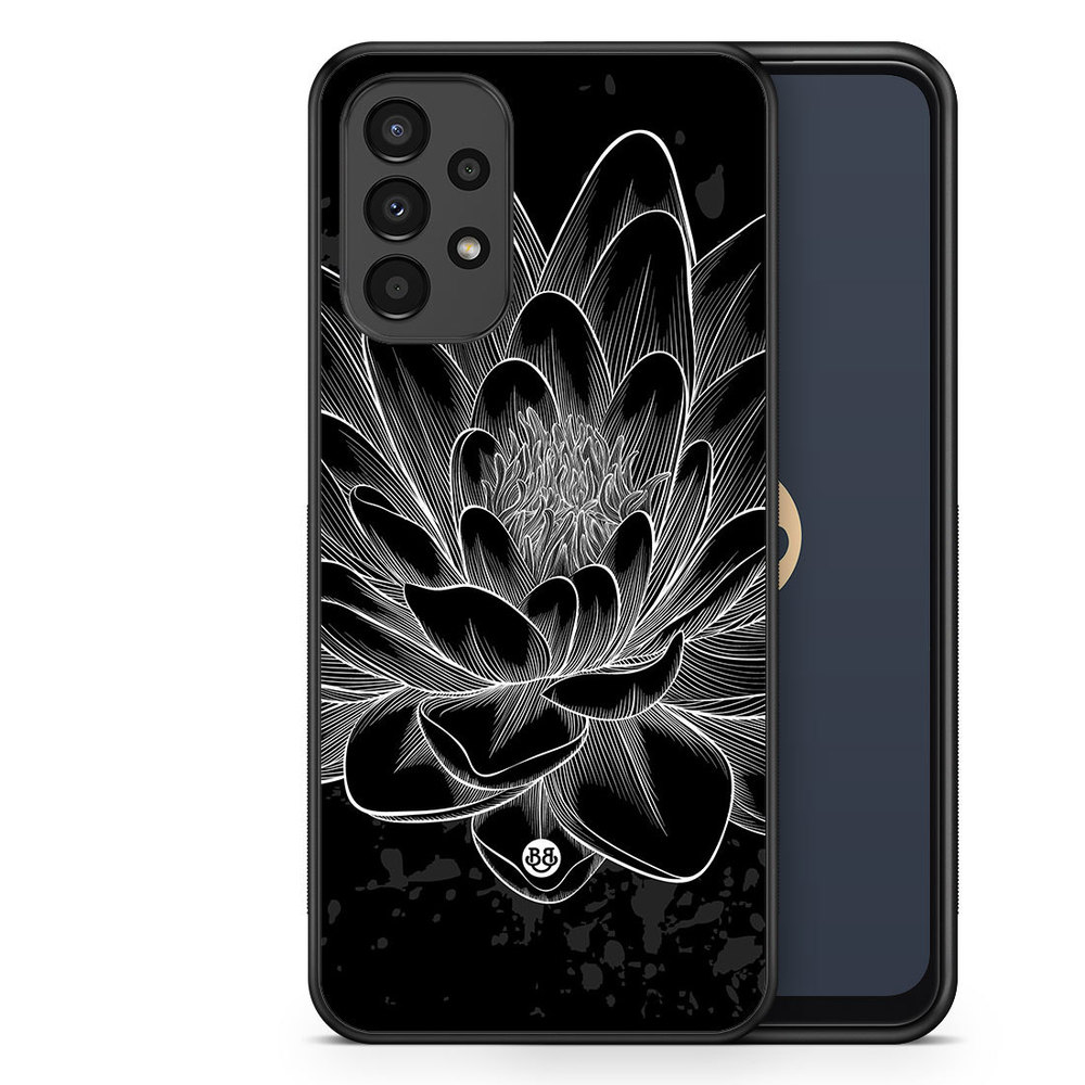 Samsung Galaxy A13 Case - Black/White Lotus