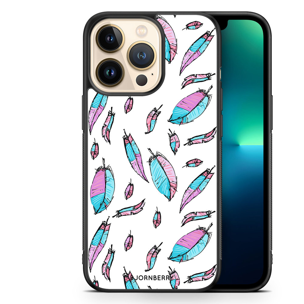 iPhone 13 Pro Case - Pink/Blue Feathers