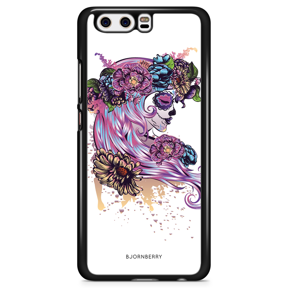 Huawei P10 Plus Case - Skull Girl Flowers