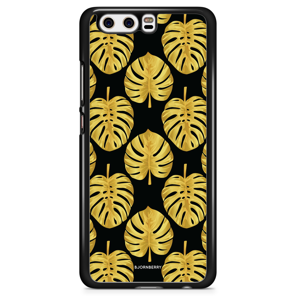 Huawei P10 Plus Case - Gold Monstera