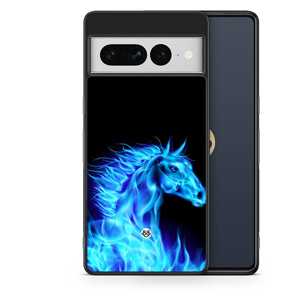 Google Pixel 7 Pro Case - Flames Horse Blue