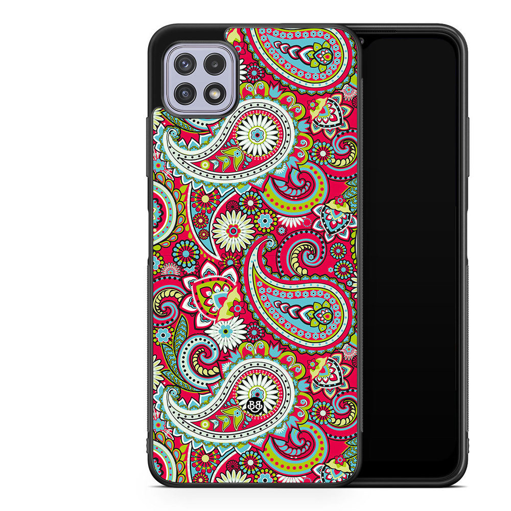 Samsung Galaxy A22 4G Case - Röd Paisley