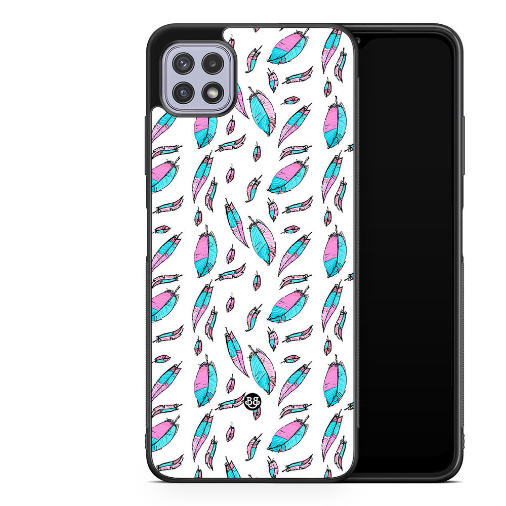 Samsung Galaxy A22 4G Case - Pink/Blue Feathers