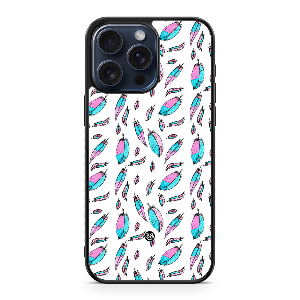iPhone 15 Pro Max Case - Pink/Blue Feathers