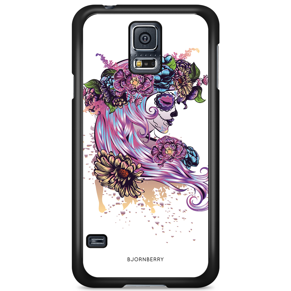 Samsung Galaxy S5/S5 NEO Case - Skull Girl Flowers