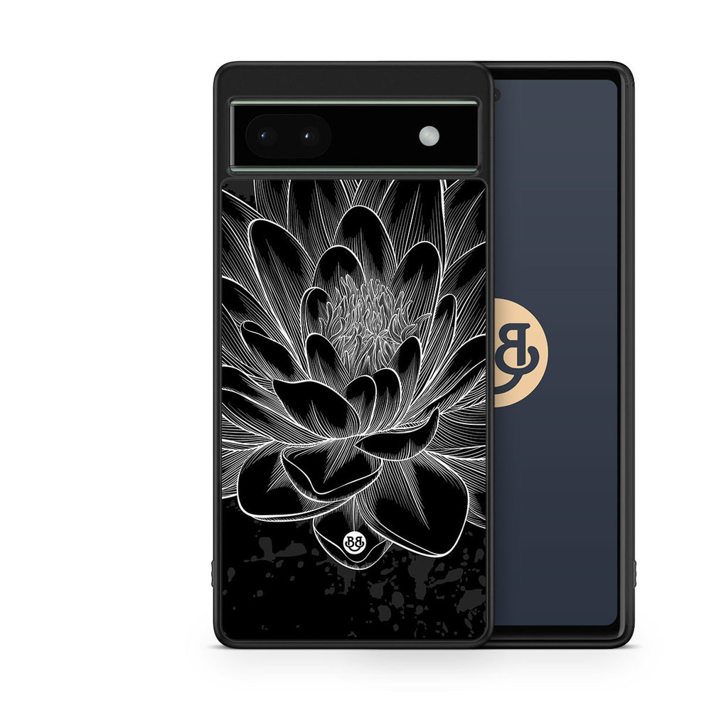 Google Pixel 6a Case - Black/White Lotus