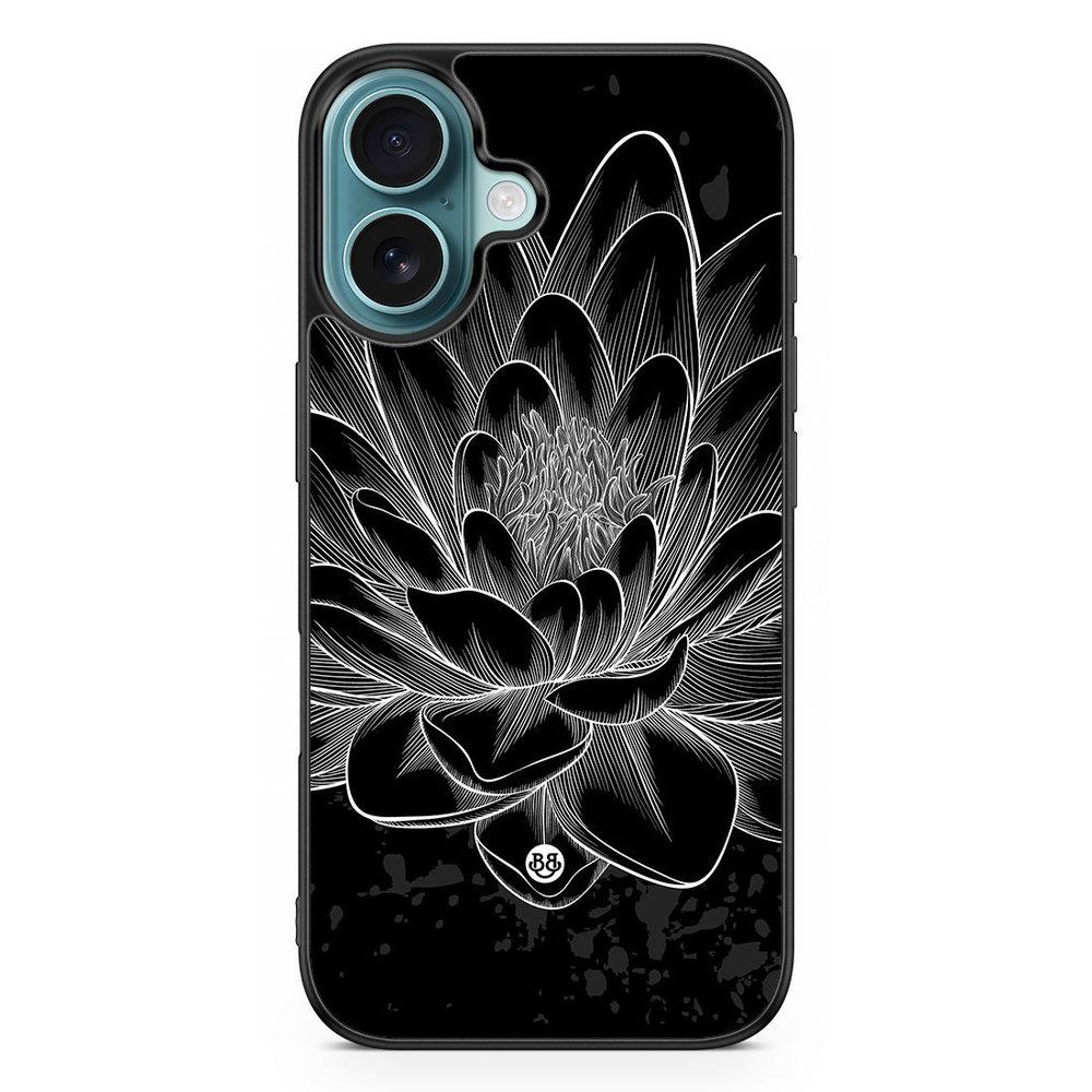 iPhone 16 Case - Black/White Lotus