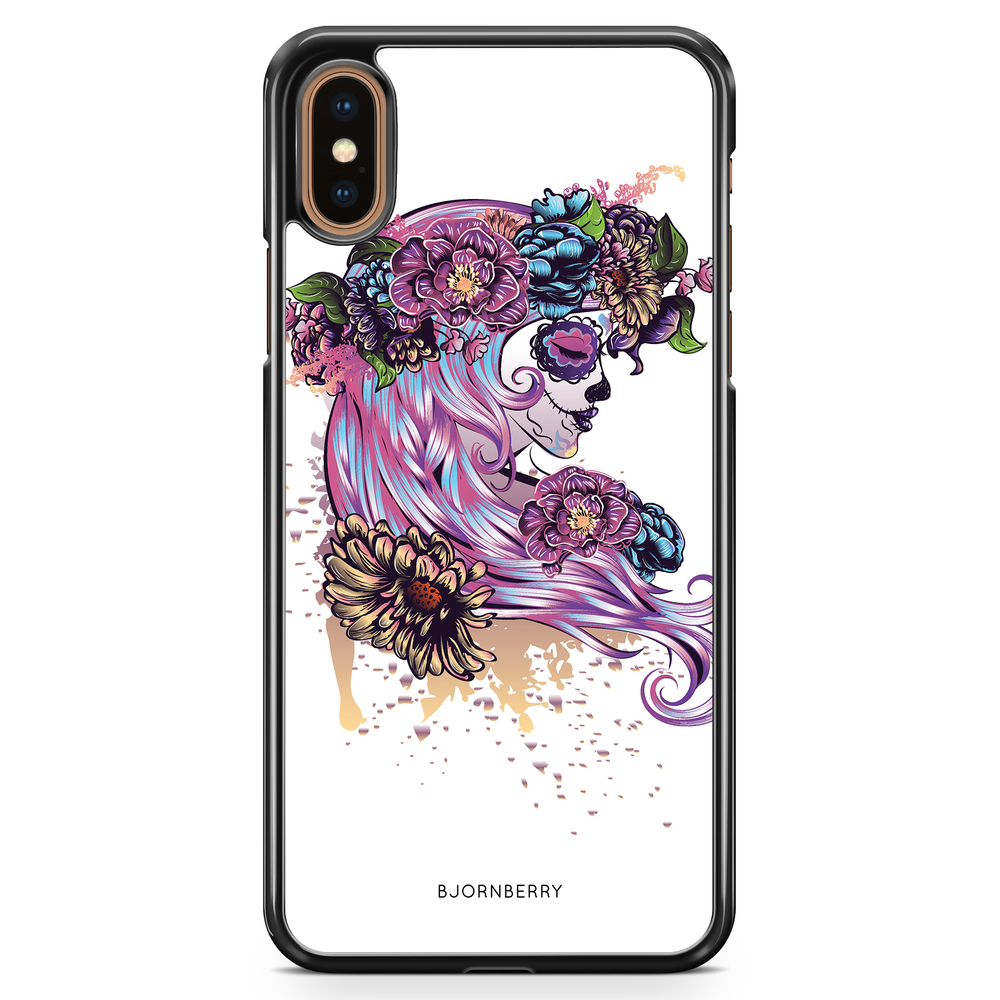 iPhone XS Max Case - Skull Girl Flowers