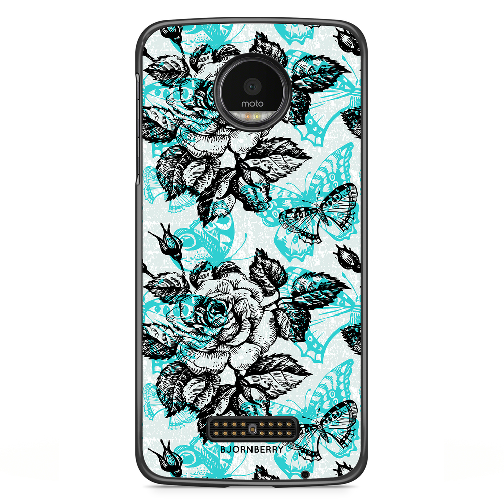 Moto Z2 Play Case - Roses & Butterflies