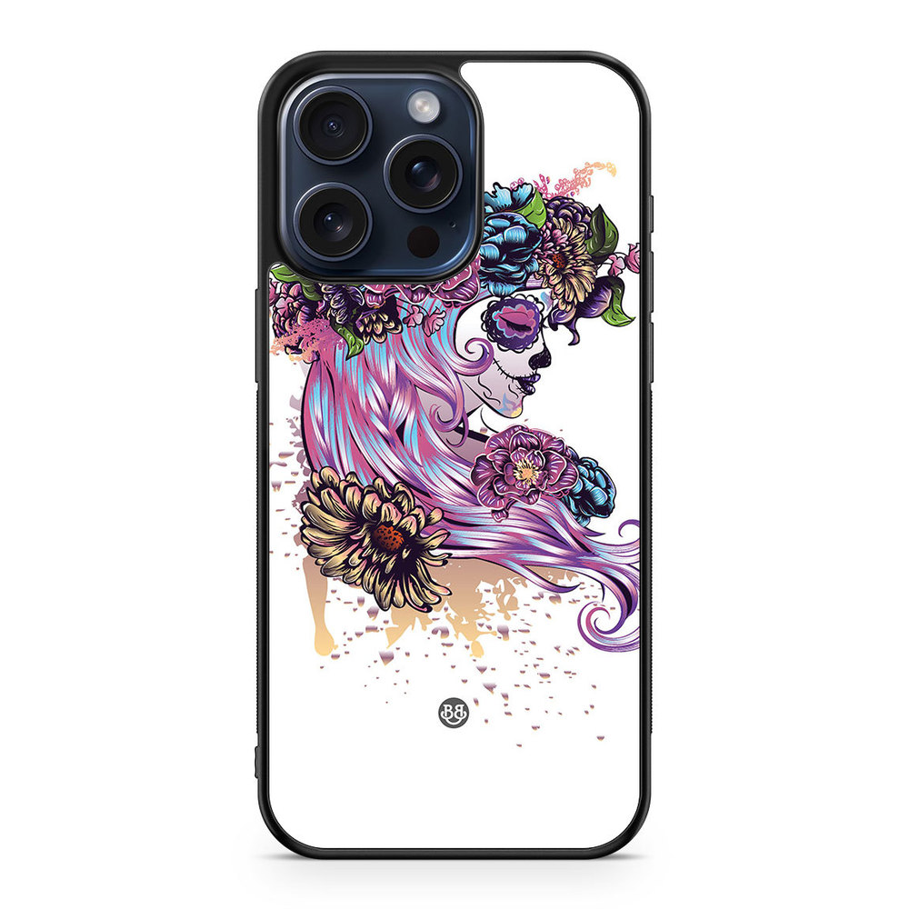iPhone 15 Pro Max Case - Skull Girl Flowers
