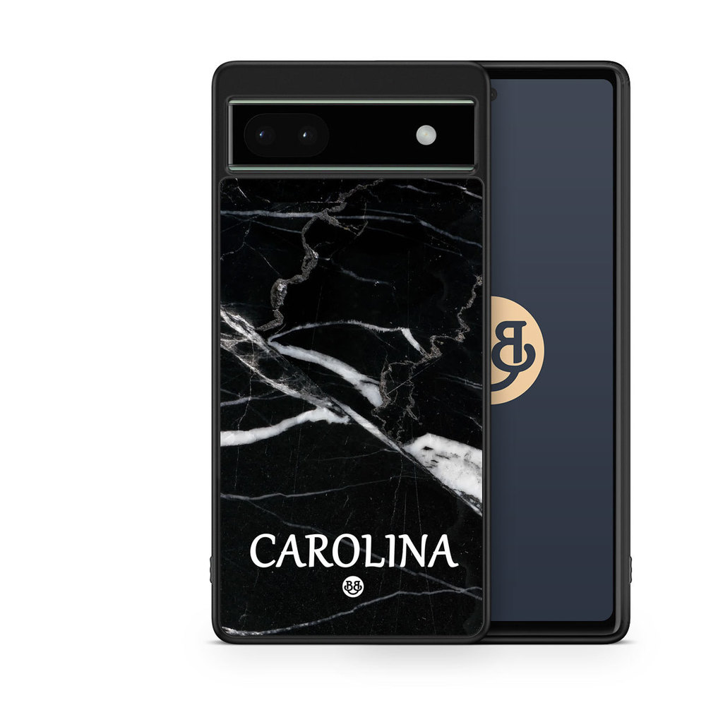 Google Pixel 6a Custom Case - Black Marble Name