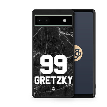 Google Pixel 6a Custom Skal - Svart Marmor Nummer