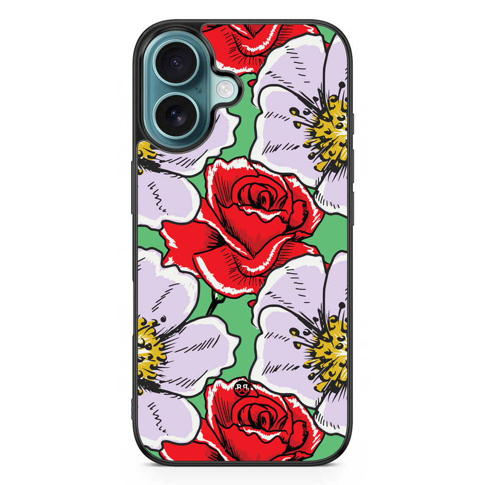 iPhone 16 Case - Red & White Floral