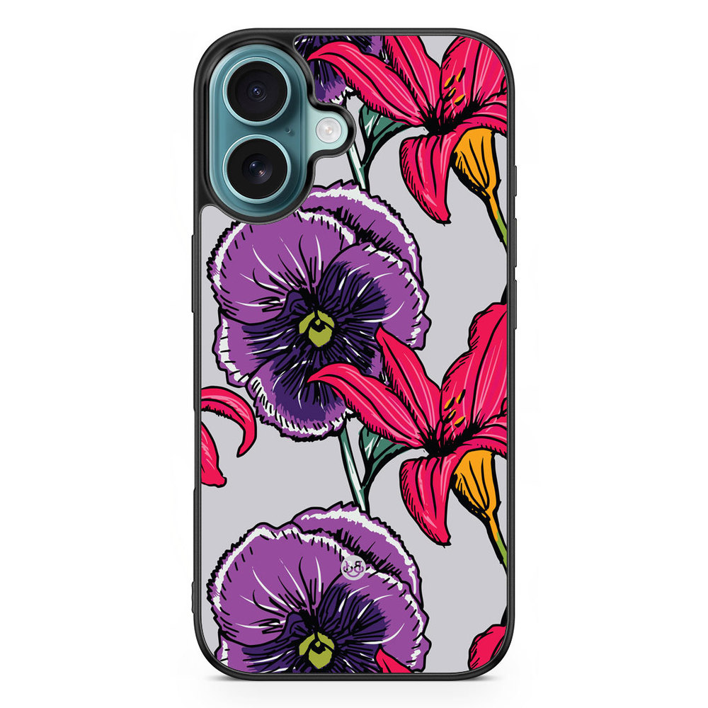 iPhone 16 Case - Purple/Cerise Floral