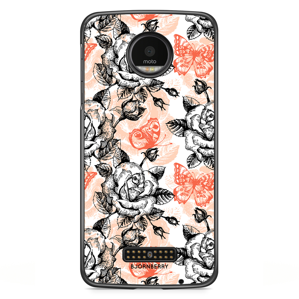 Moto Z2 Play Case - Roses & Butterflies