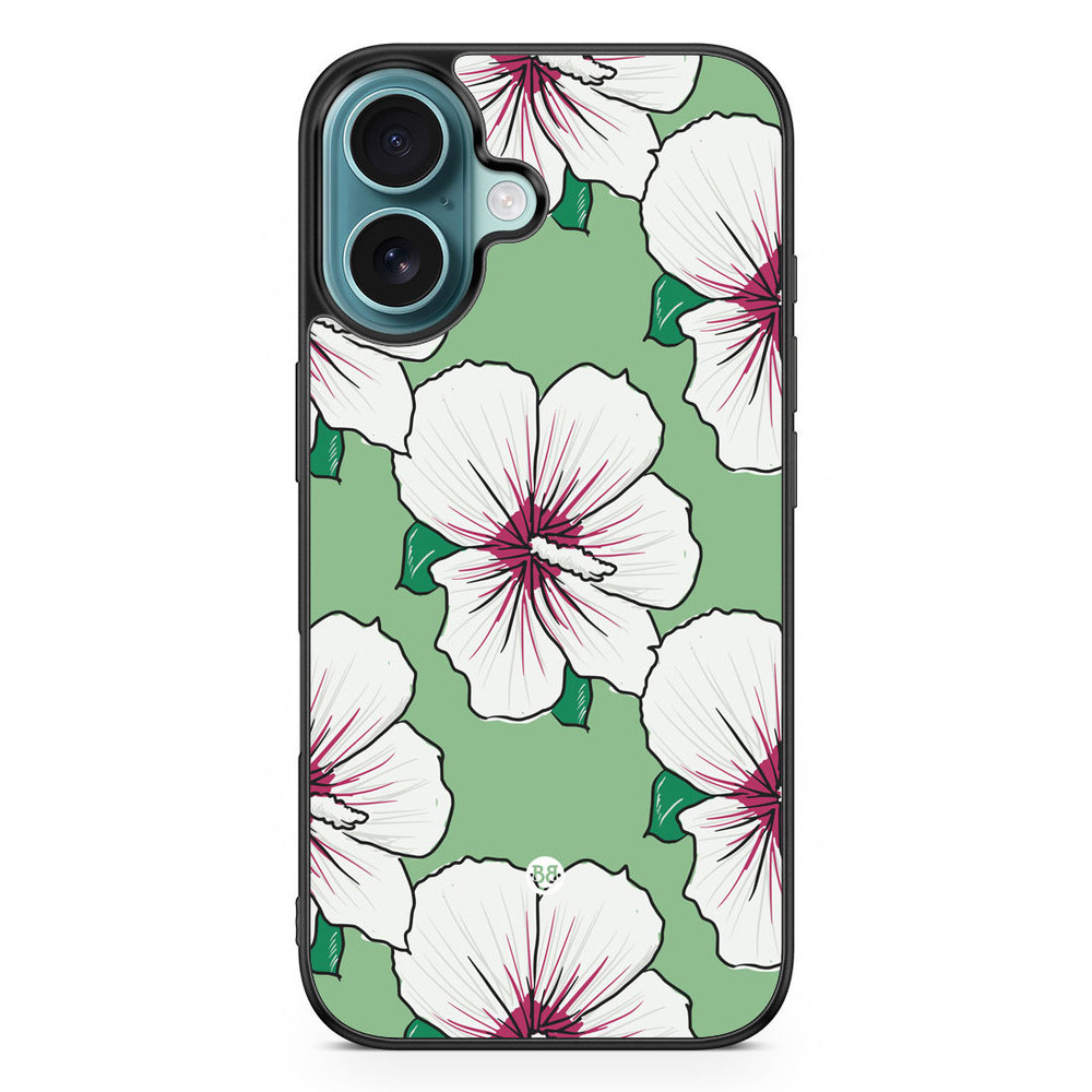 iPhone 16 Skal - Gräddvita Blommor