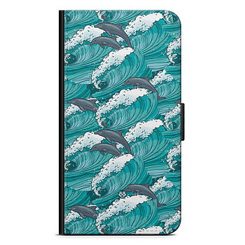 Motorola Moto E40 Wallet Case - Waves and Dolphins