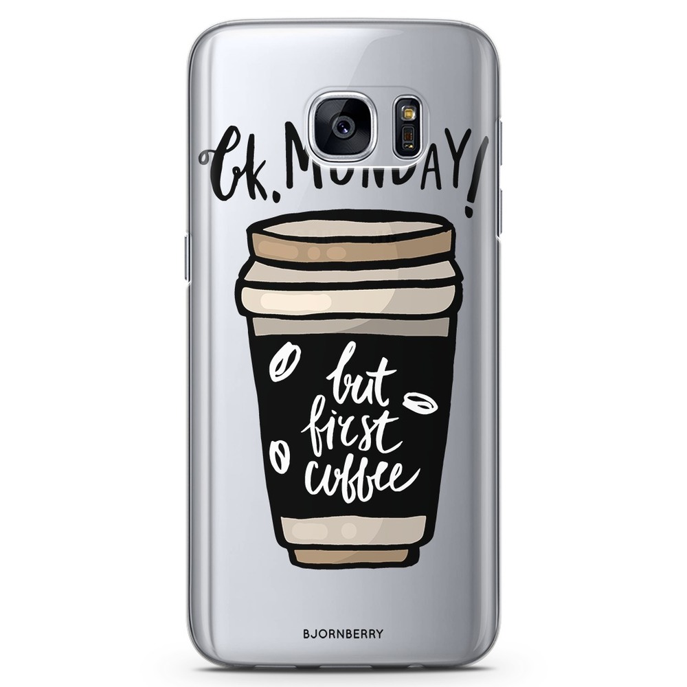 Samsung Galaxy S7 Genomskinligt Skal - But First Coffee | Mobilskal & Mobilfodral BJORNBERRY