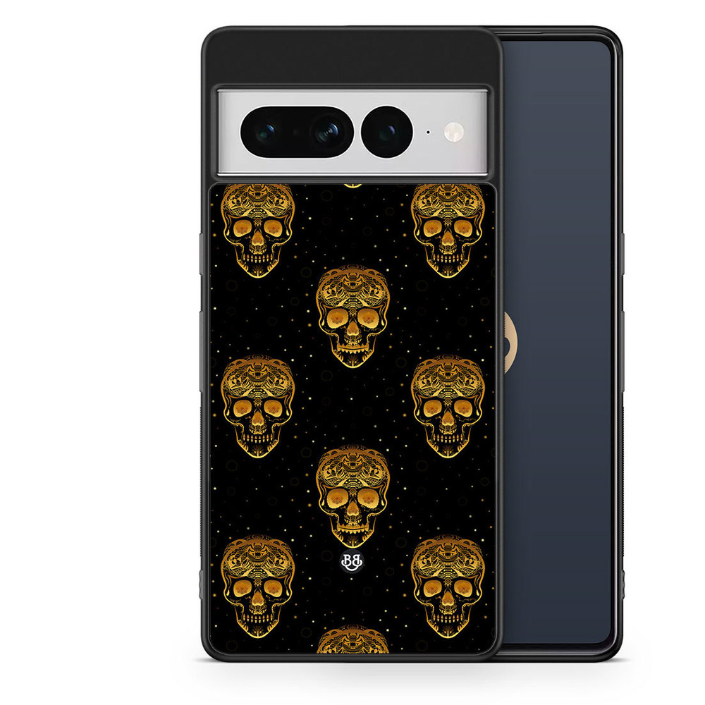 Google Pixel 7 Pro Case - Gold Skulls