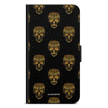 OnePlus 7T Pro Plånboksfodral - Gold Skulls
