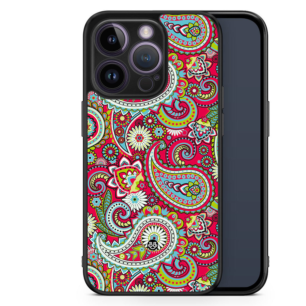 iPhone 14 Pro Case - Röd Paisley
